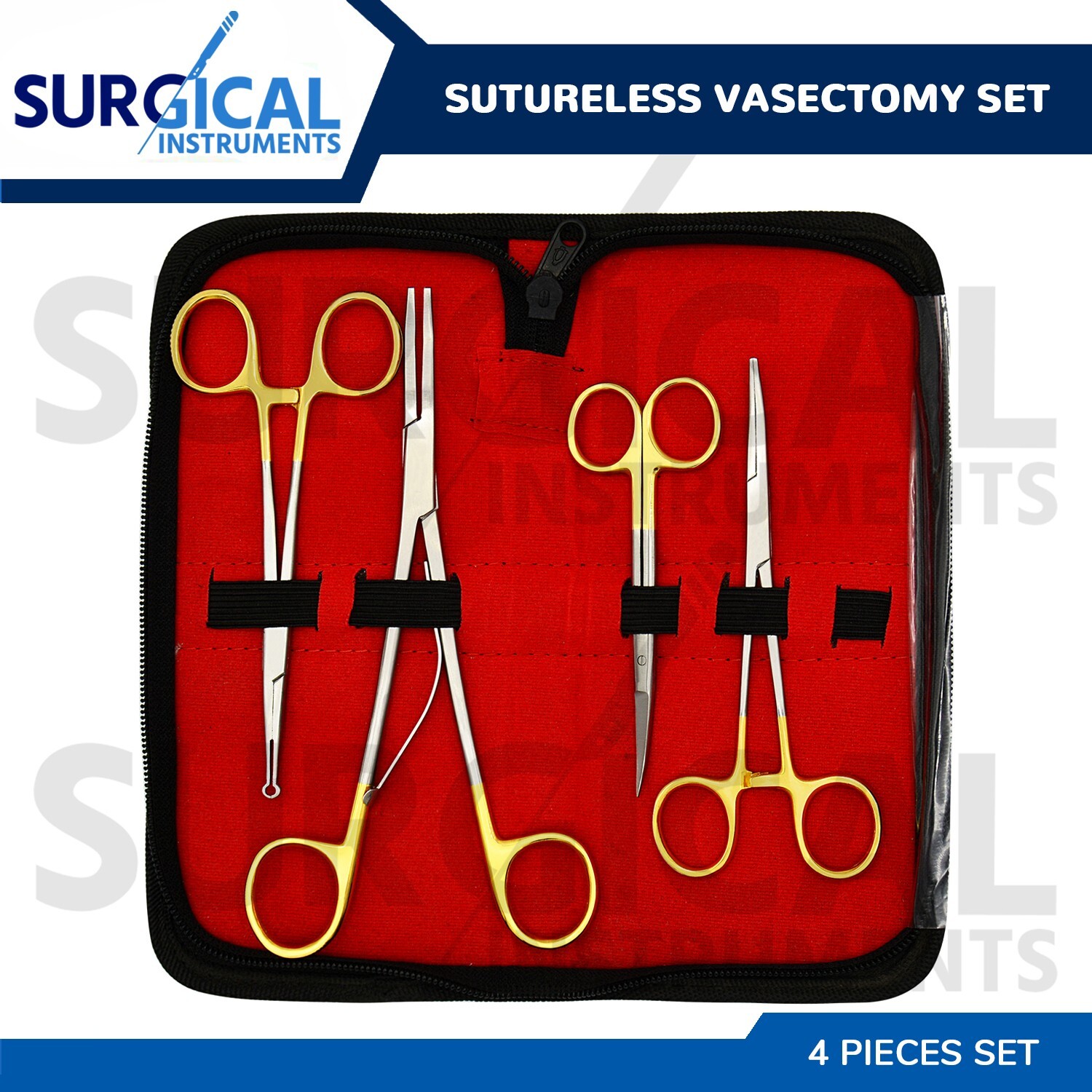 4 Pieces Sutureless Vasectomy Clip Applier Set Surgical Instruments German Grade
