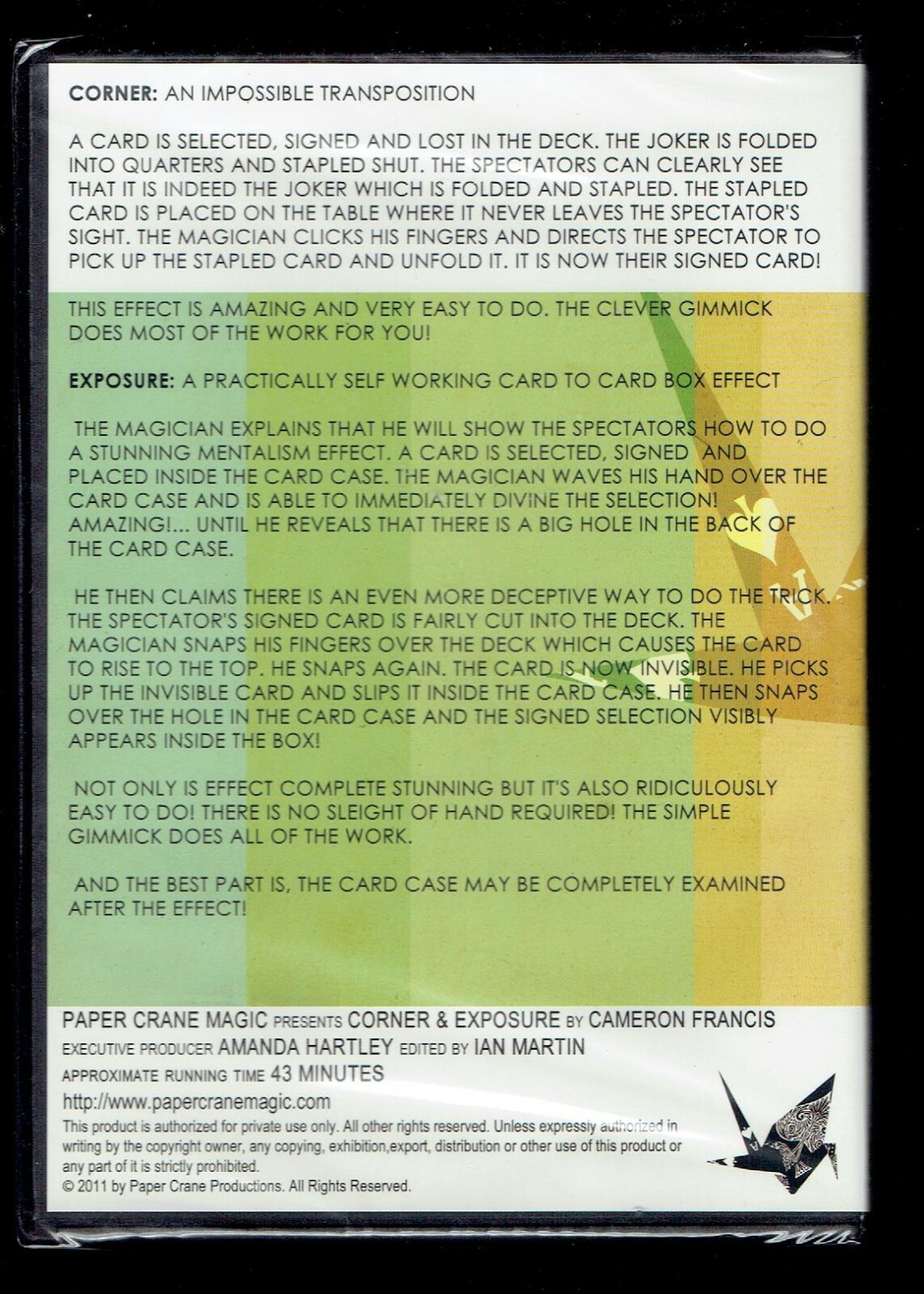 Corner & Exposure by Cameron Francis - New Magic DVD