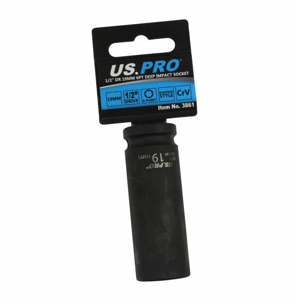 19MM Impact Socket 1/2" Drive US Pro 6 Point Metric Deep Nut Ratchet Tool Bergen