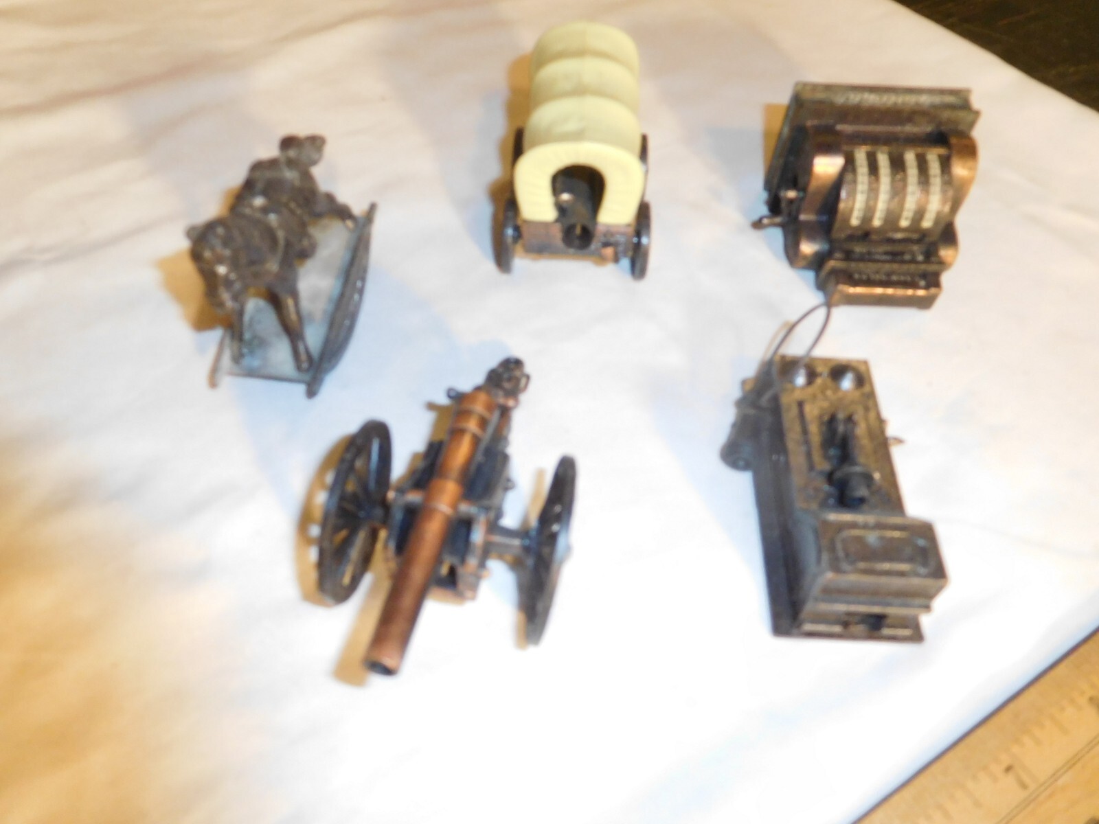 5 Themed Pencil Sharpeners ~ Cannon, Phone, Stagecoach, Rocking Horse, Cash Reg.
