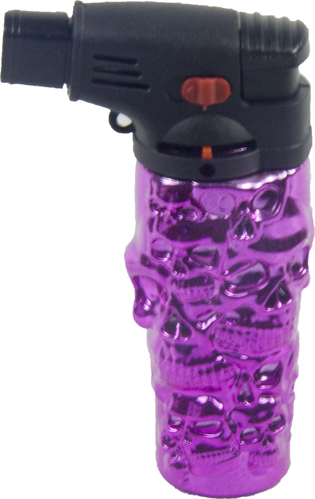 Jumbo 4.3" Jet Torch Gun Lighter Refillable Lockable Adjustable Engraved Skull S