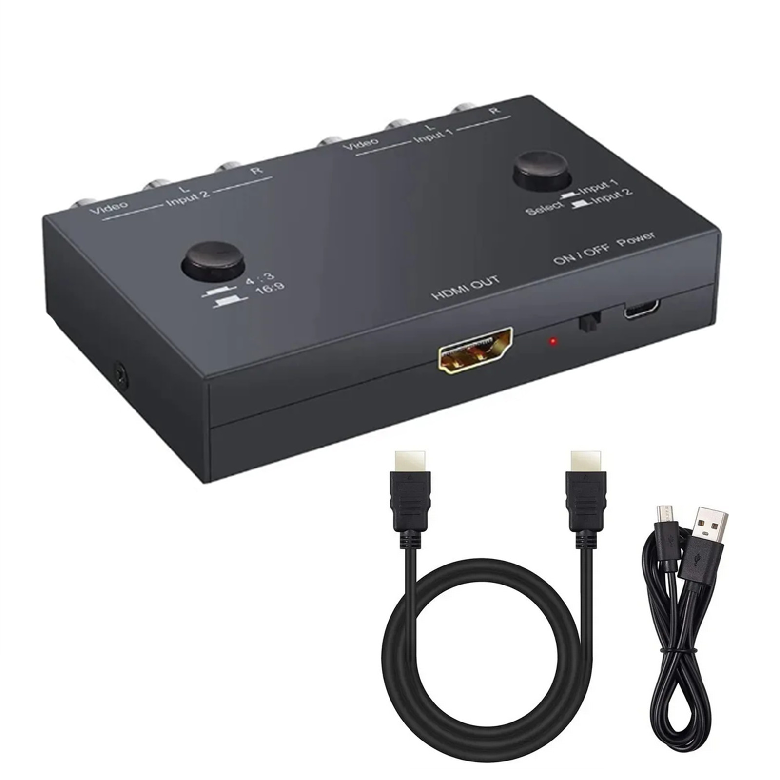 DC5V1A 2 Port AV To HDMI Converter 2RCA To HDMI Adapter 2AV To HDMI Converter