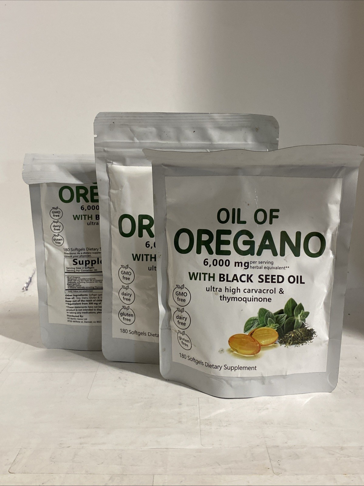 3x Organic Oil of Oregano 180ct  2 in 1 Black Seed Oil  Herbal Supplement 7/26
