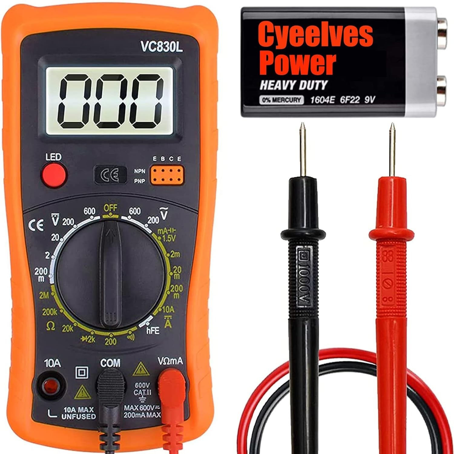 Multifunction Digital Multimeter with Backlit Display for AC/DC Testing
