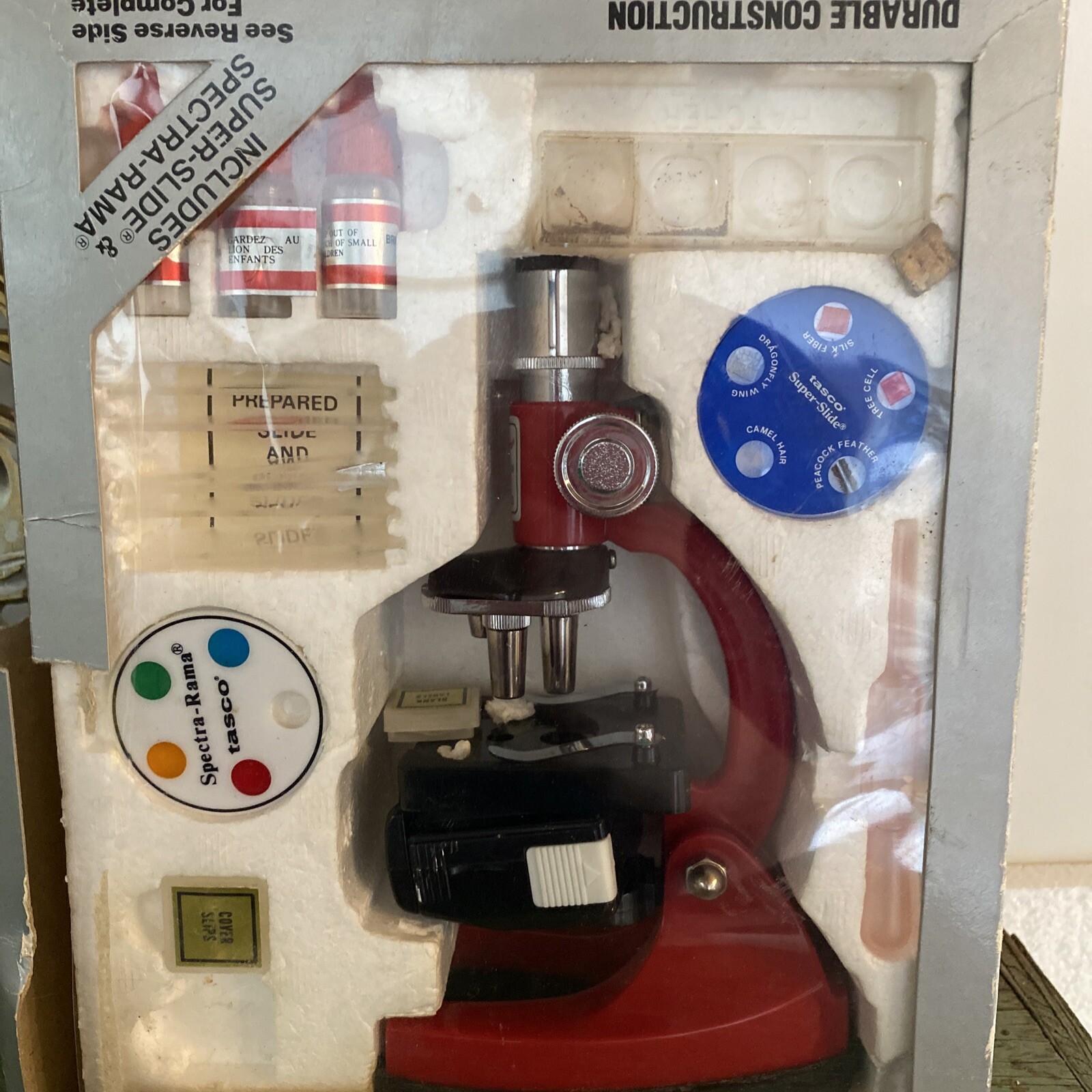 Vintage Tasco 750x to 750x Microscope set w/ Original Packaging and instruments