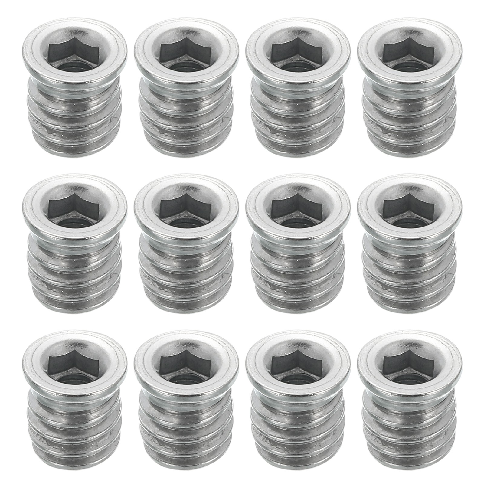 12Pcs Threaded Inserts Nuts, M5x12mm Hex Socket Drive Nut Inserts for Wood