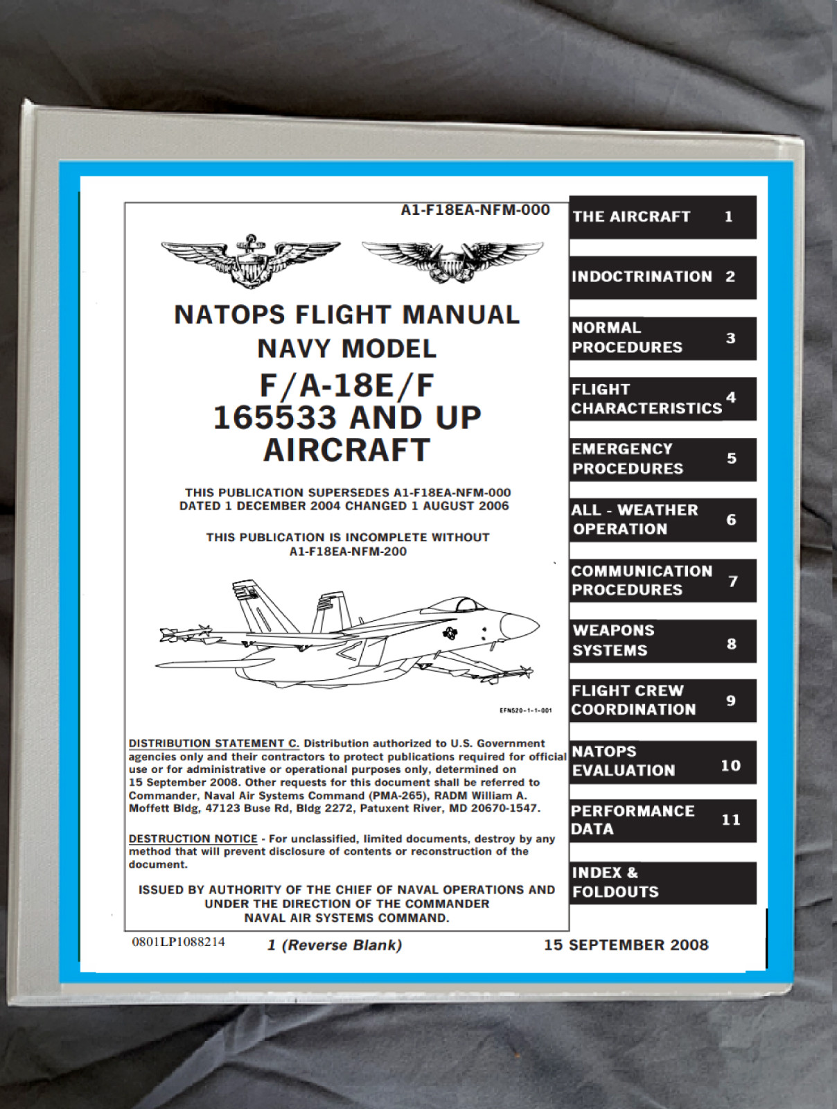 F/a-18 e/f hornet aircraft Operating flight manual manual & binder fast