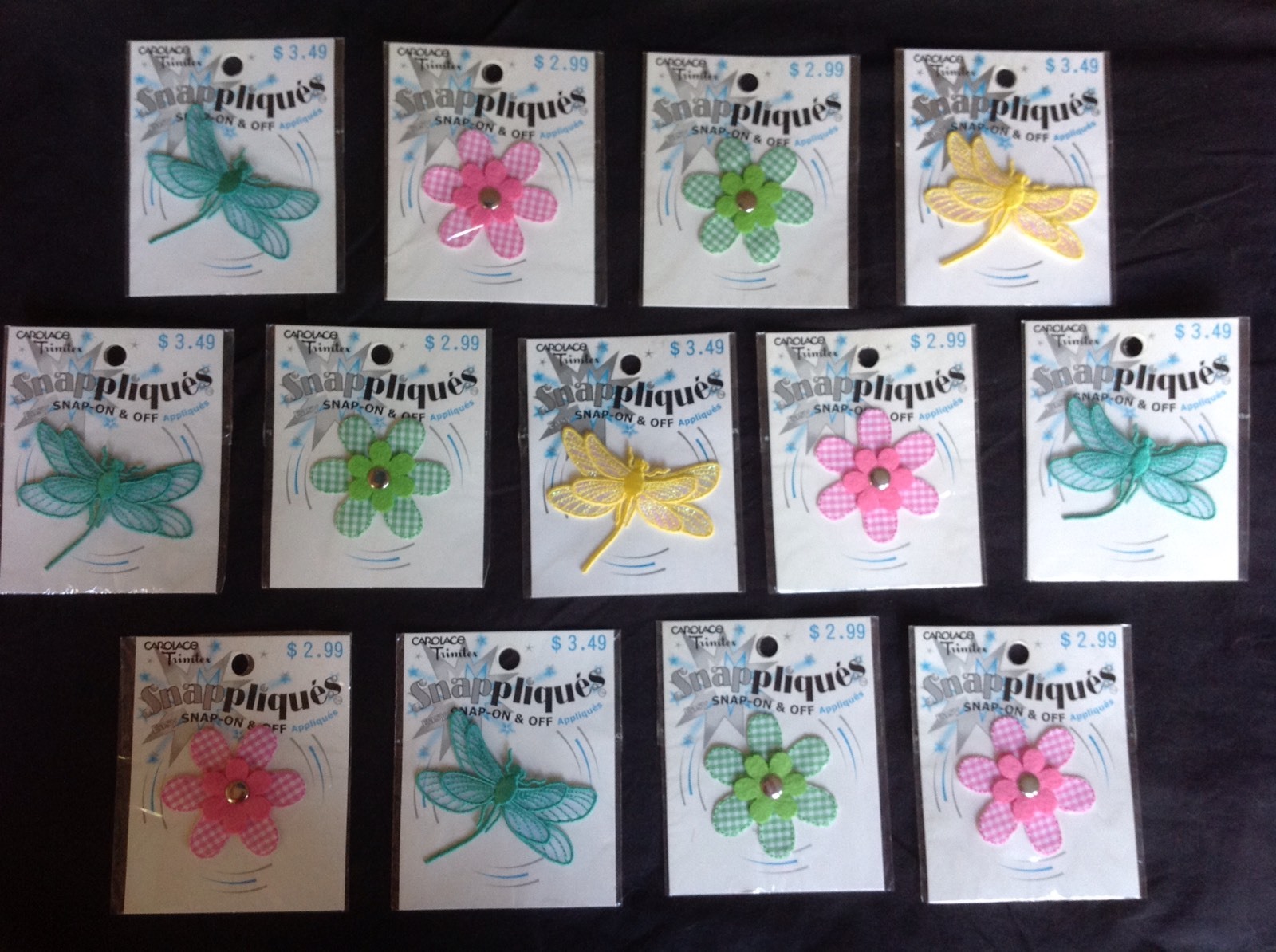 NEW Lot of 14 ($48 Ret) CAROLACE SNAPPLIQUES SNAP-ON & OFF - Great Party Favors