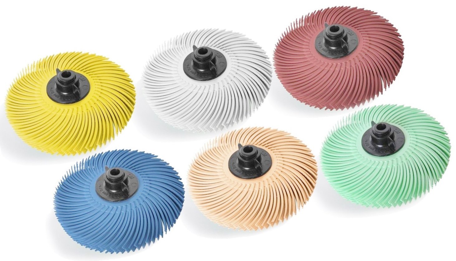 JoolTool 3M Scotch-Brite Radial Bristle Brush 6 Pc Kit 3" D, 4Ply, with Hubs