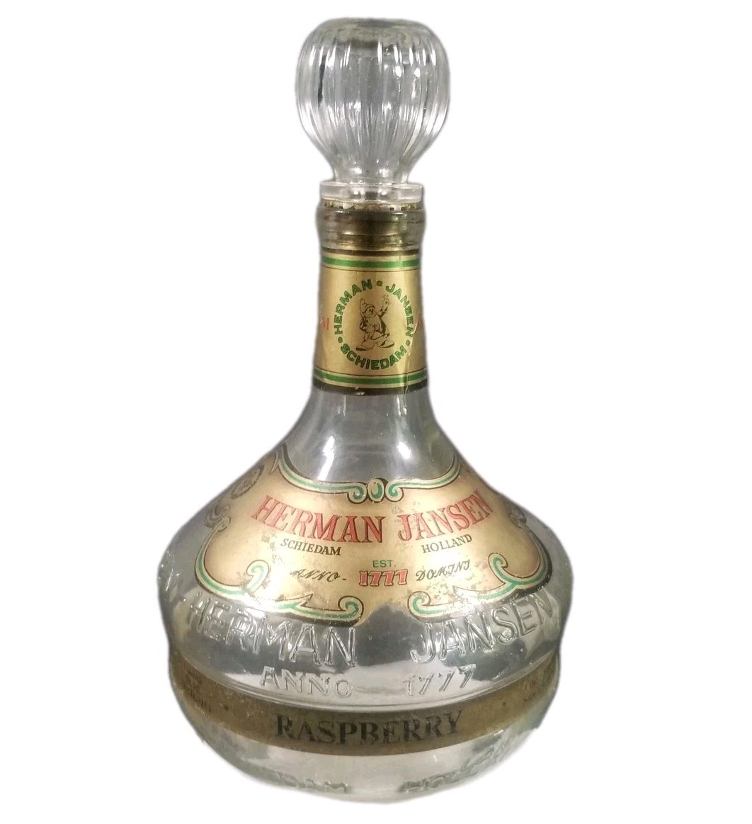 Vintage Herman Jansen Rasberry Decanter With Stopper Schiedam Holland ANNO 177