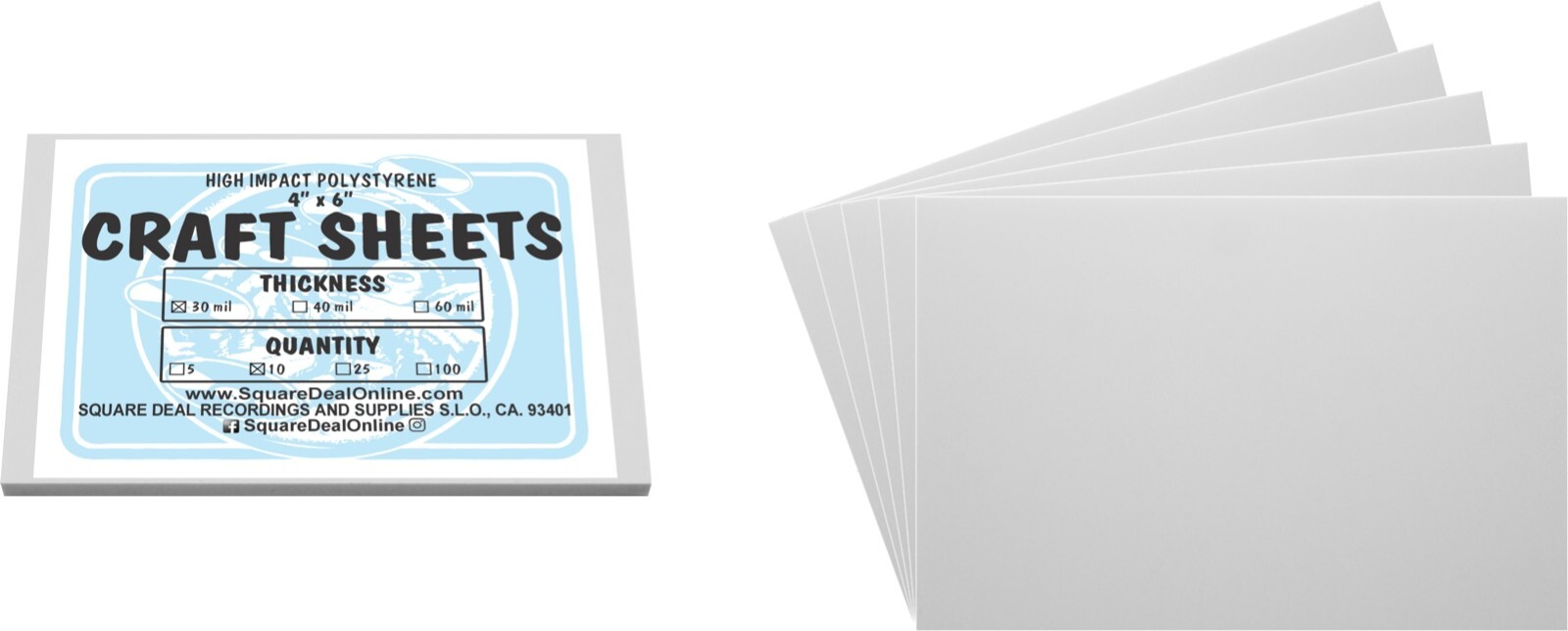 White Flex Plasticard Polystyrene Craft Sheets - 4"x6" - .030" thick - 25 Pack