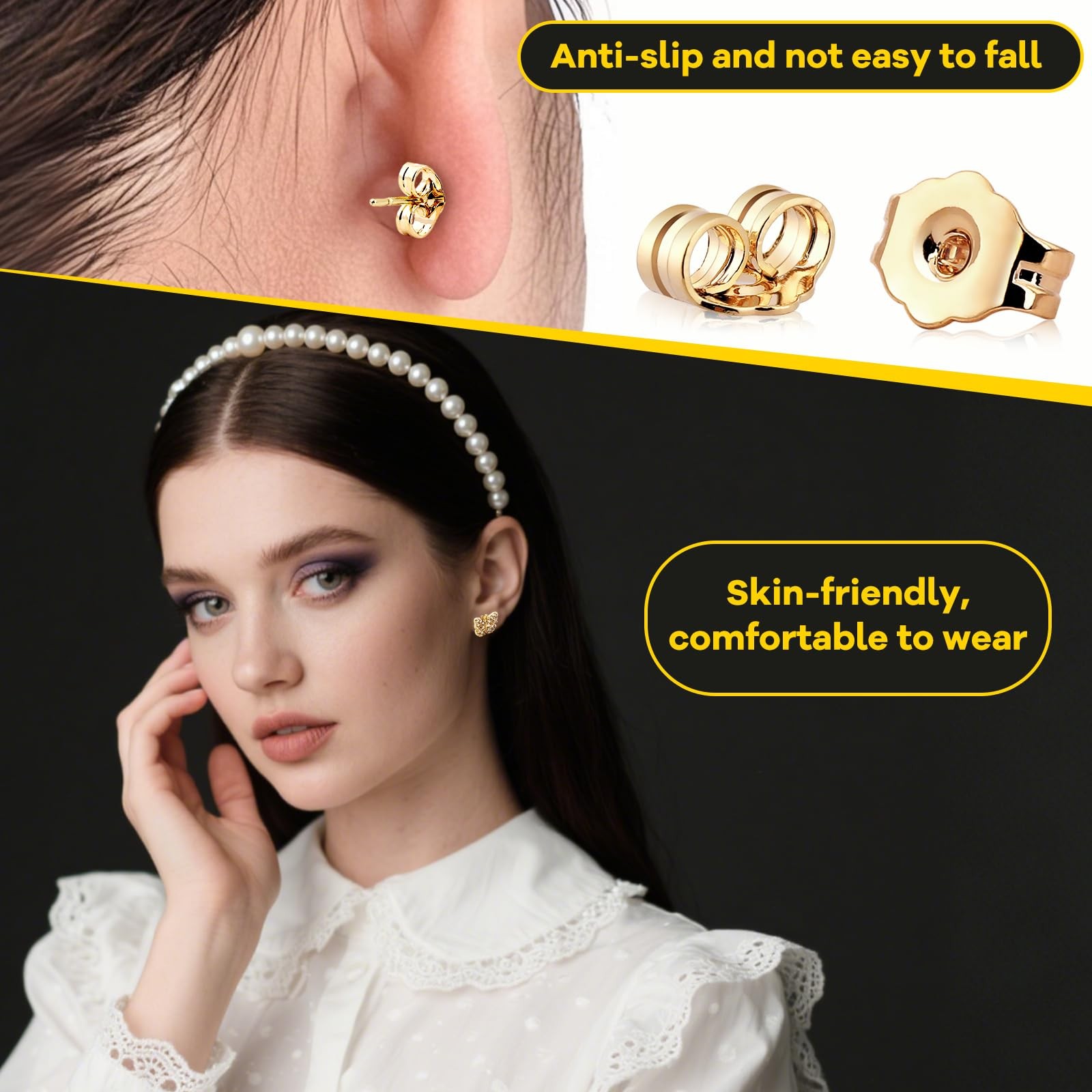 SANNIX 30Pcs/15 Pairs Earring Backs for Studs Locking, 14K Gold Earring Back ...