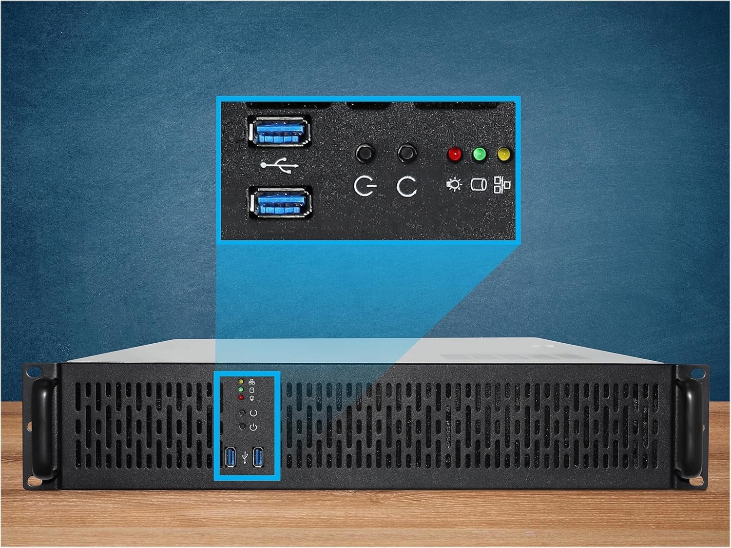 2U Rackmount Server Chassis - 4X 3.5" Bays, ATX Compatible & Quiet Cooling