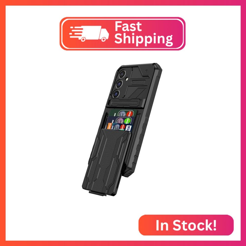 Niuuro for Samsung Galaxy S23 FE Case with Credit Card Holder, Black