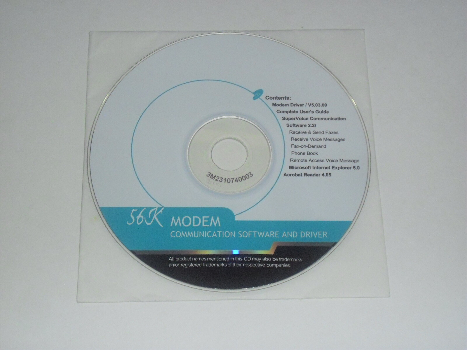 I105 V.92/V.90 PCI 56k Modem  Communication Software and Driver Installation CD