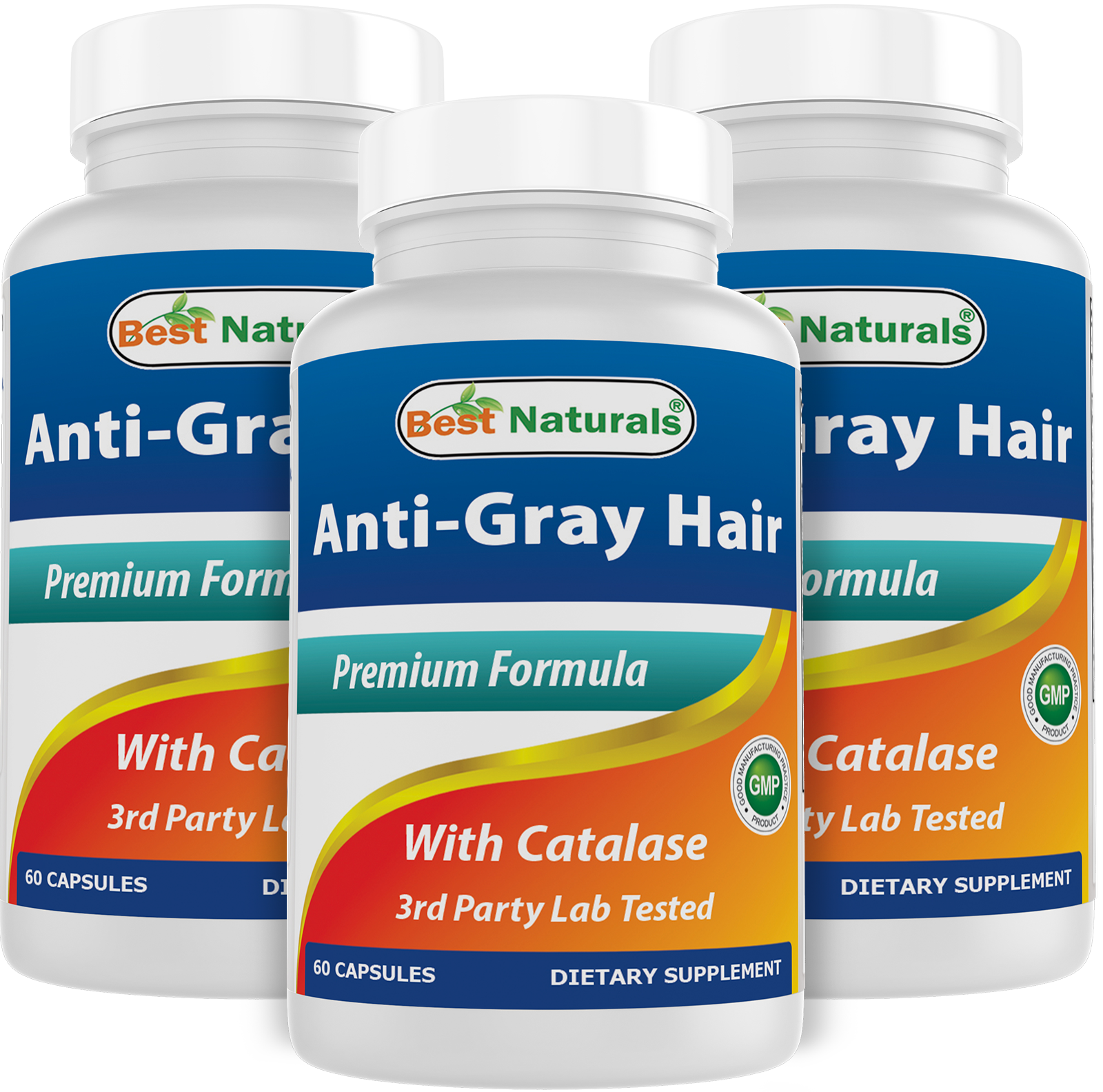 3 Pack Best Naturals anti gray hair Formula, 60 Count