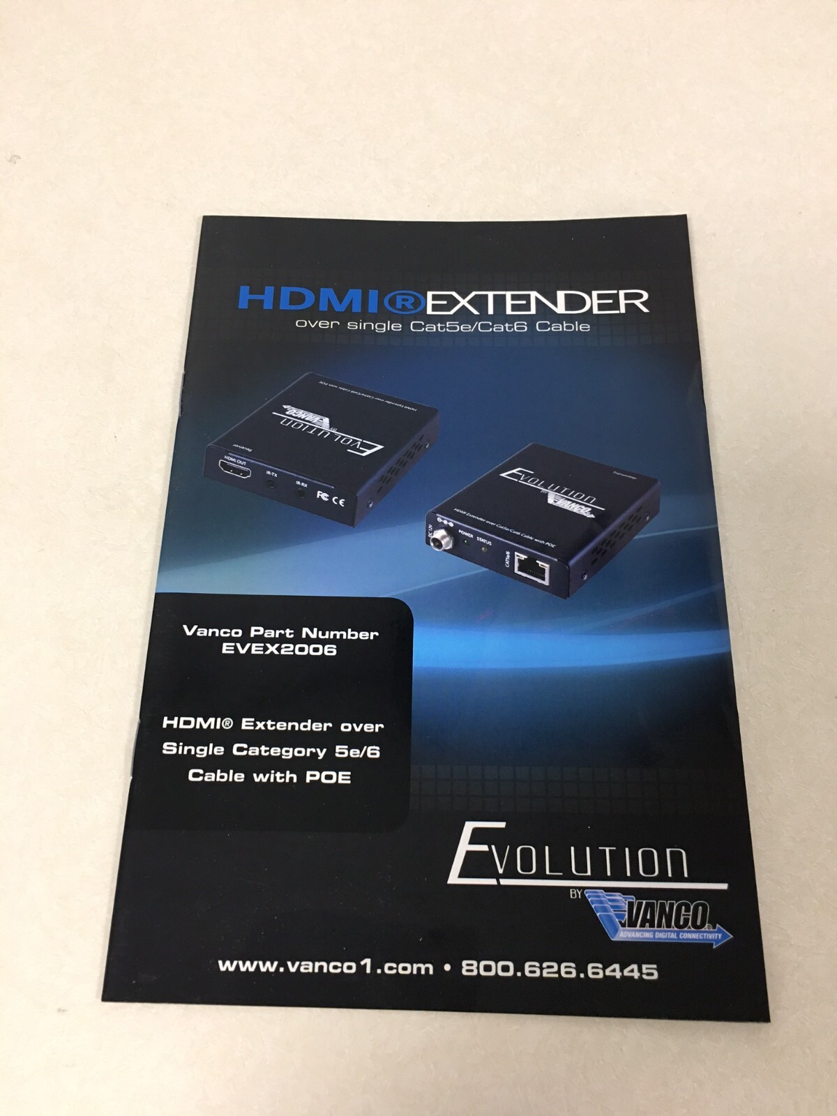 Vanco Evolution EVEX2006 Ultra Slim HDMI Single Cat5e/6 Extender W/PoE