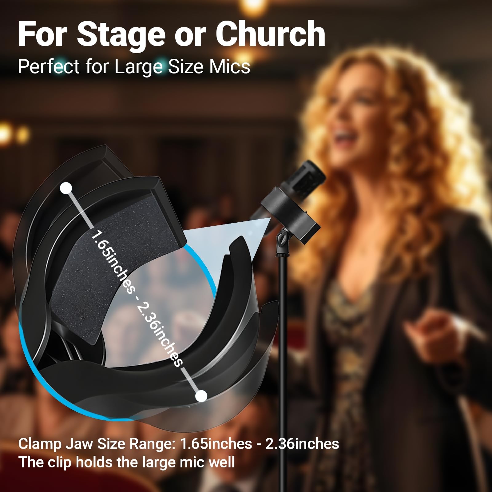 2 Pack Microphone Clips, Durable and Adjustable Mic Clip for Stand, Compatibl...
