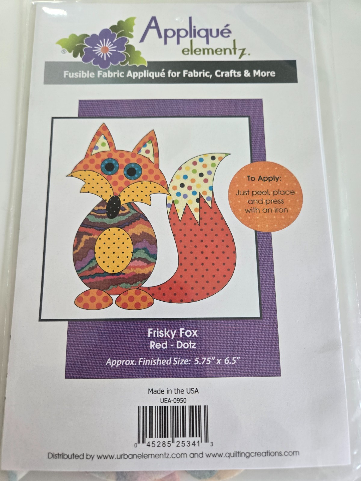 Frisky Fox Fusible Fabric Applique' for Fabric, Crafts & More