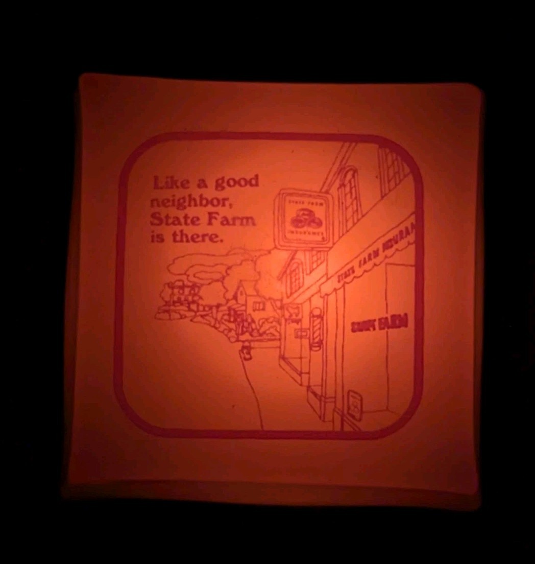 Works Night Light Like A Good Neighbor State Farm Is There Insurance Ad Sign Vtg
