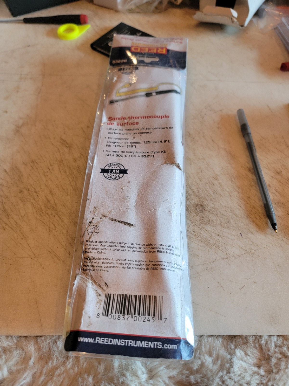 Reed Instruments R2920 Type K Surface Thermocouple Sensor Probe. FreeShipL48