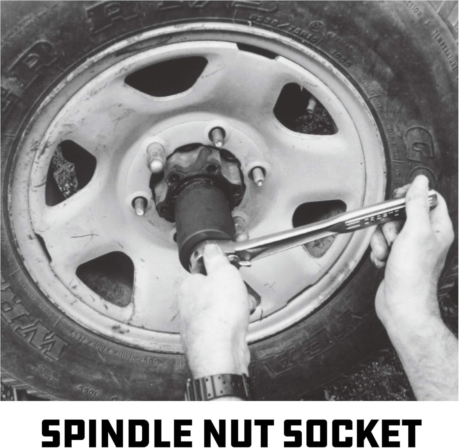 Powerbuilt Spindle Socket, 6 Outer Black, 6 Lug, Remove Spindle Nuts, 2-5 Inch O