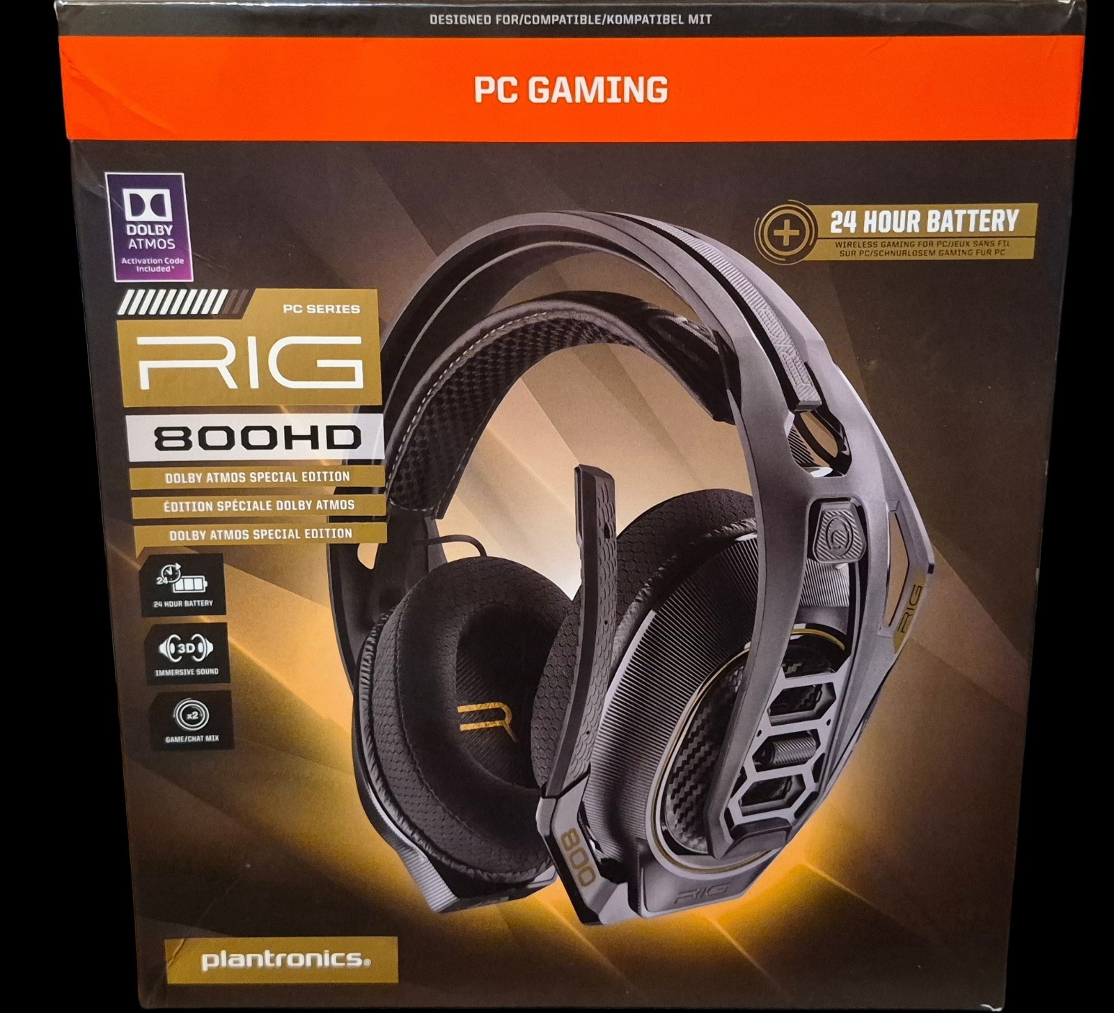 RIG 800HD Wireless RF 2.4GHz PC Gaming Headset Dolby Atmos NC Boom Mic USB