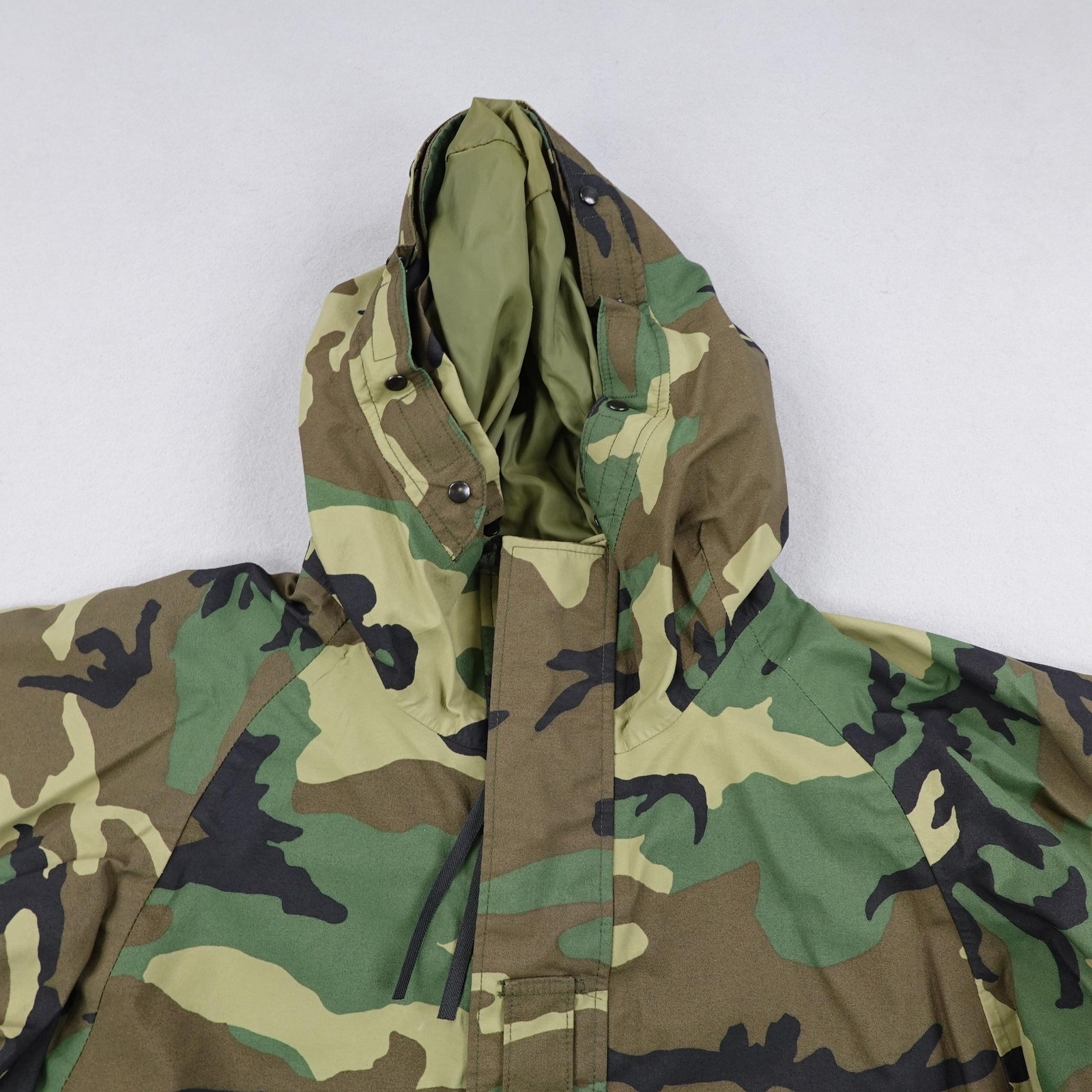 Vintage US Army Jacket Large Long Woodland Camo ECWC Parka Cold Weather Coat 90s