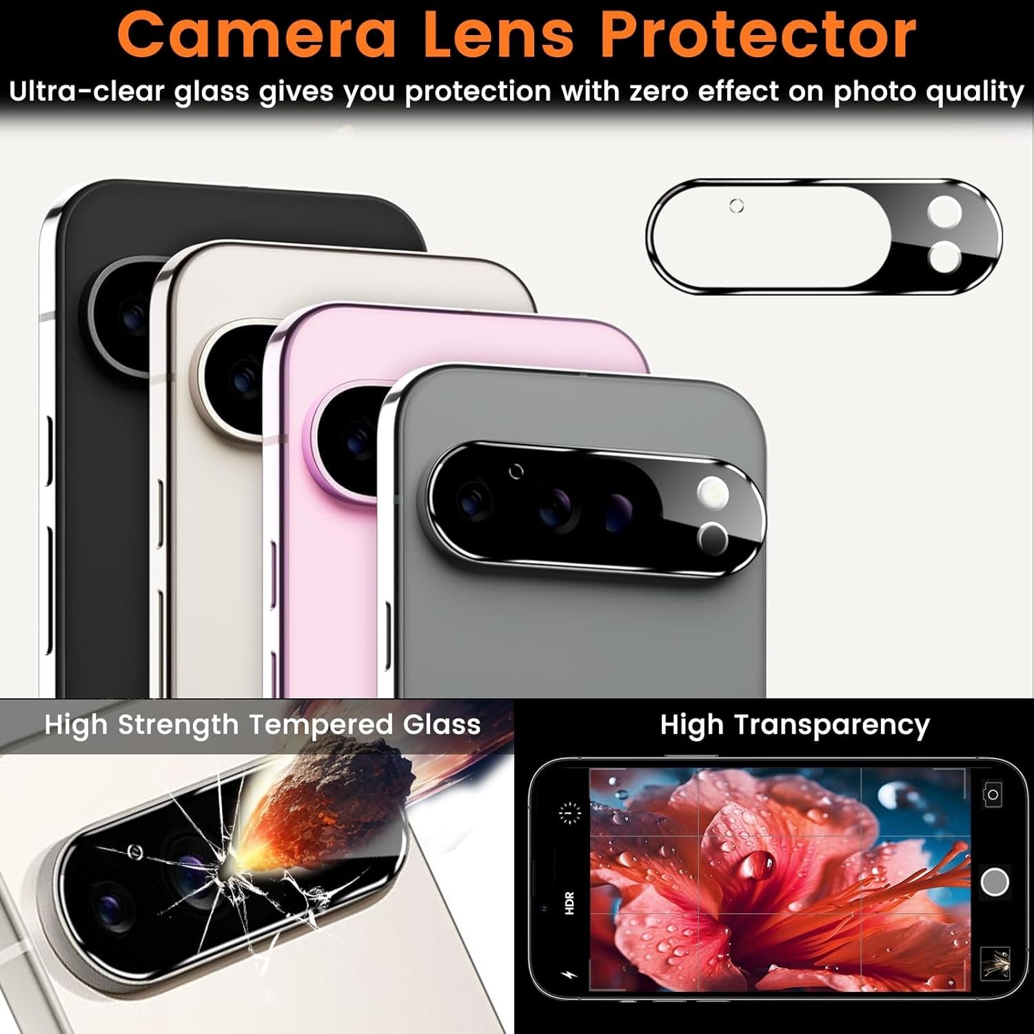 4 Pack For Google Pixel 9 Pro XL Screen Protector with 4 Pack Camera Lens Protec