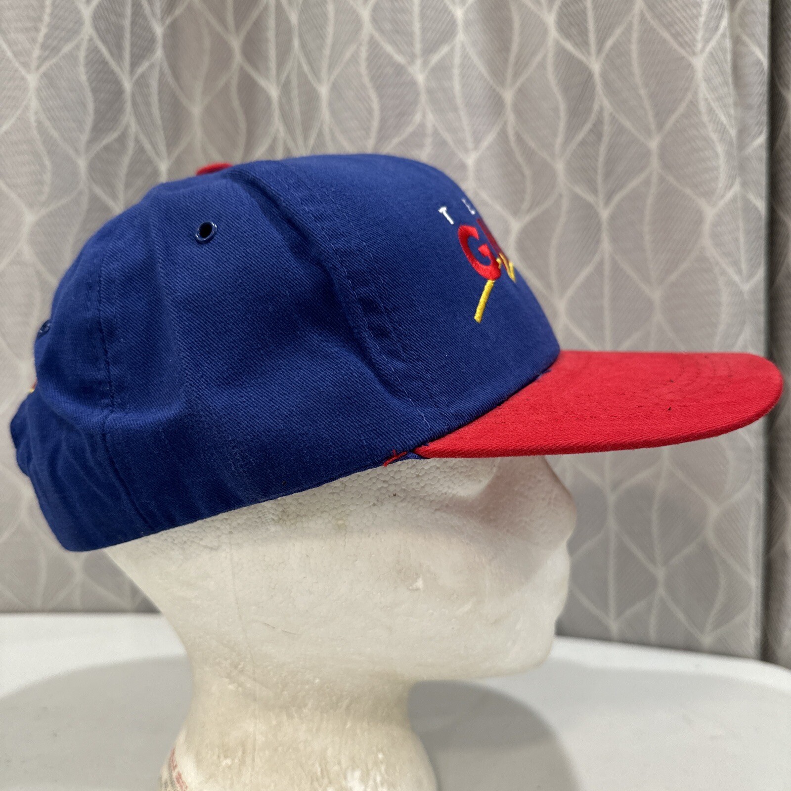 Team GMAC 50 5 24 Blue and Red Snap-Back Strap Hat by Morris Design