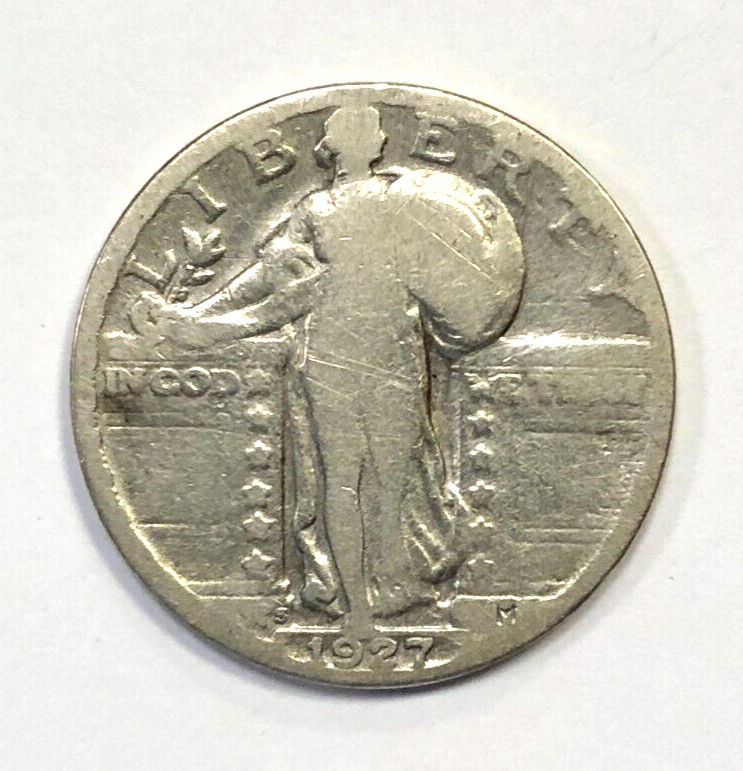 1927 S Standing Liberty Silver Quarter 25c VG Very Good Details - Cleaned