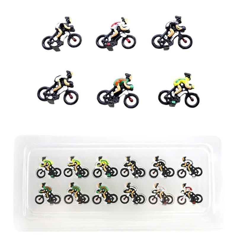 6/12Pcs Tiny Plastic Biking Figure Miniature Cyclist Models For Scenery Displays