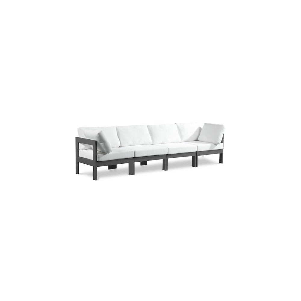 Nizuc White Water Resistant Fabric Outdoor Patio Modular Sofa