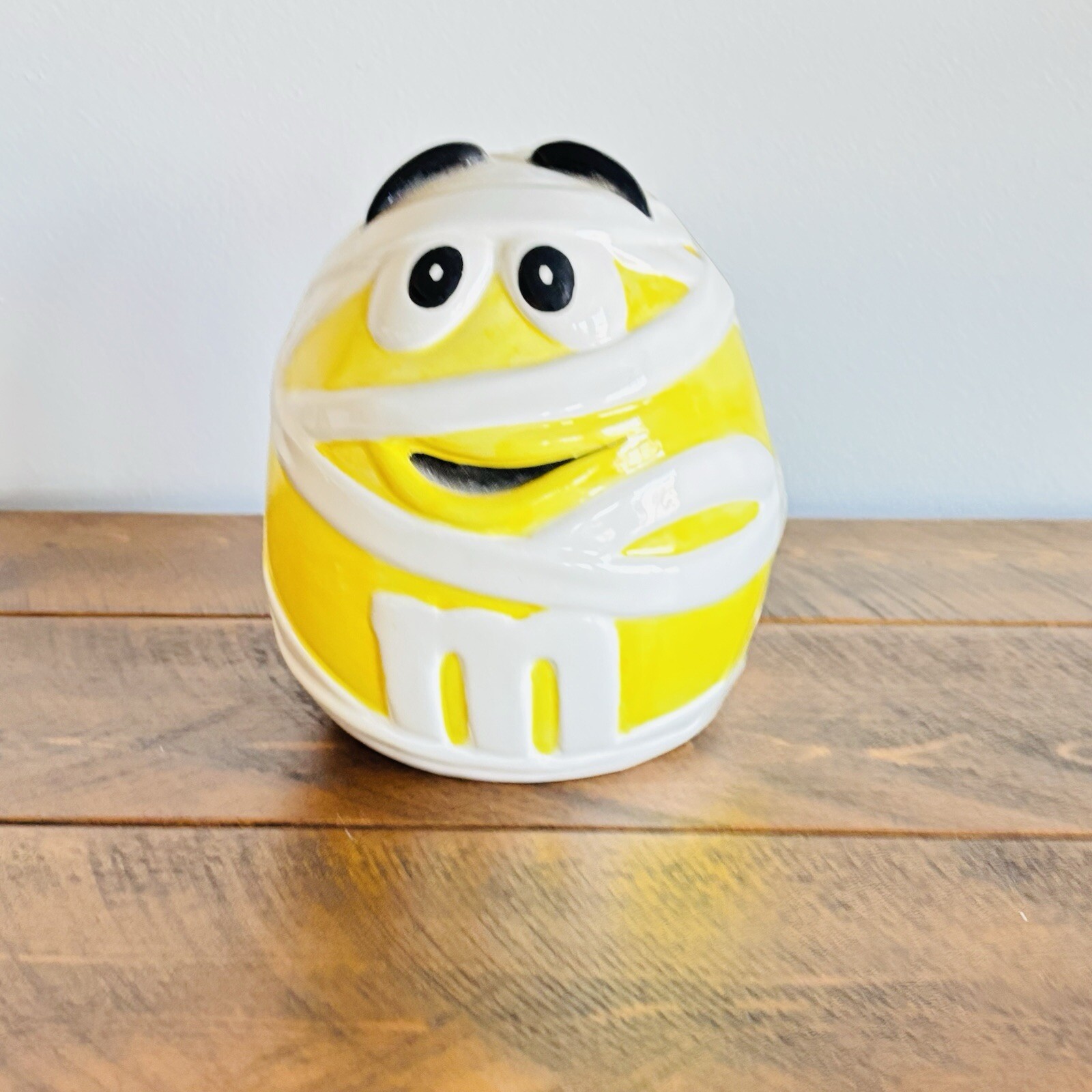 2002 M&M Yellow Peanut Mummy Cookie Jar Sealed with Tags