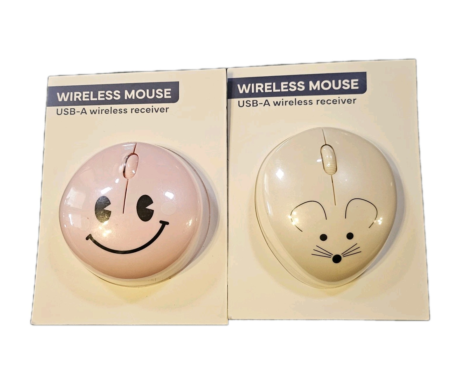 Vivitar Wireless Mouse USB-A Wireless Reciever (Tan Mouse) (Pink Smile) Mouse