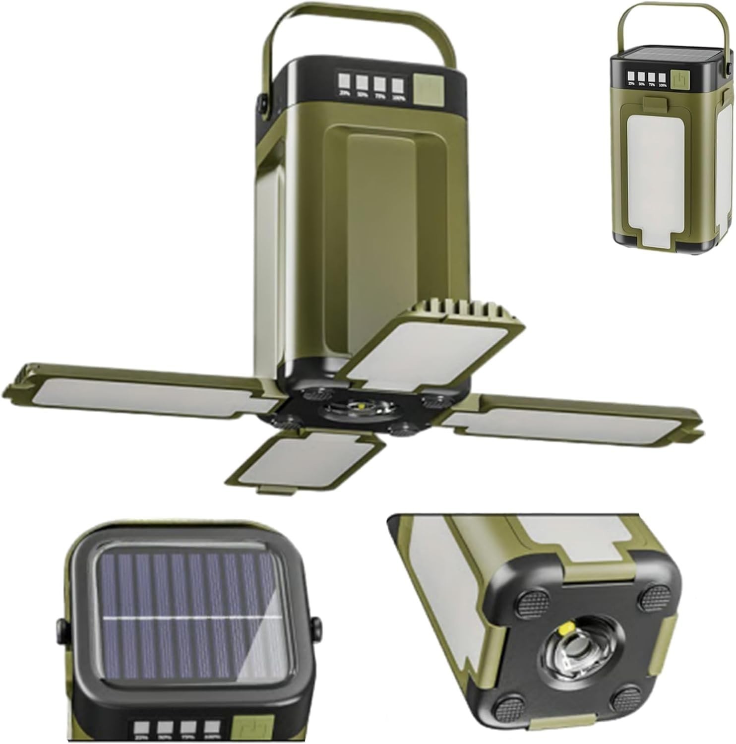 2 Pack Solar Powered Camping Lantern Lamp Rechargeable Waterproof Outdoor Lights