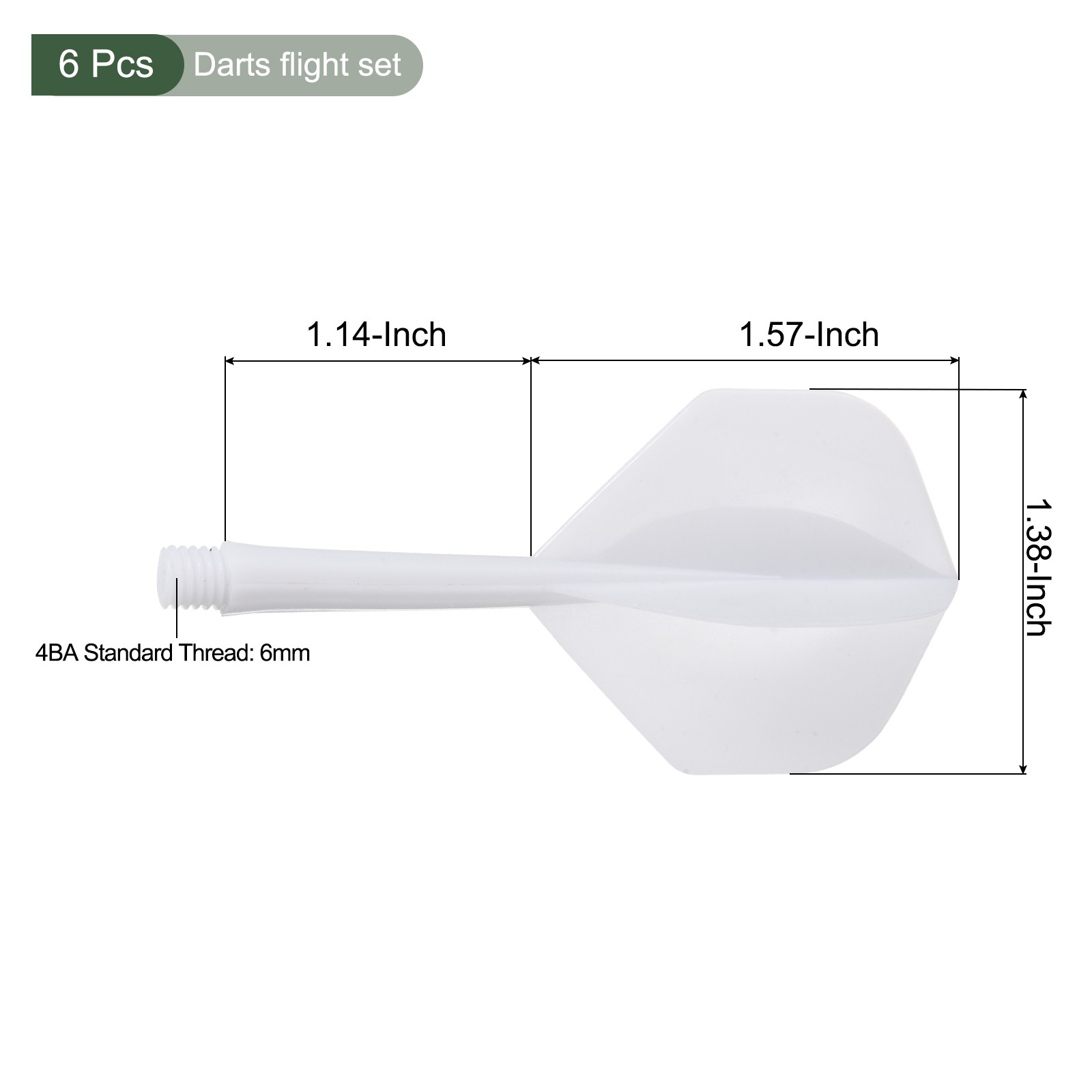 6Pcs Integrated Dart Shaft Flights,Durable Darts Flights Set(White)