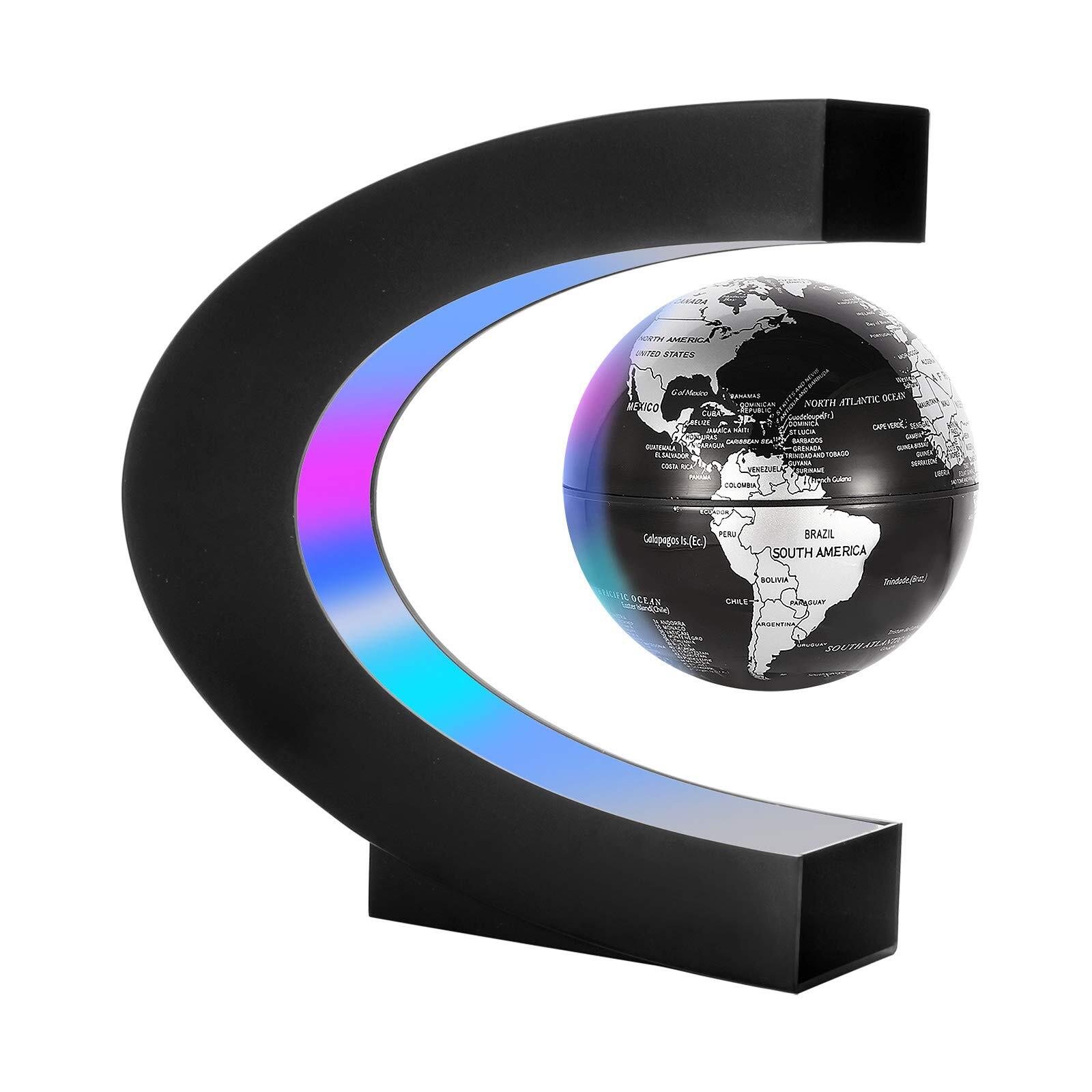 Magnetic Levitation Floating World Map Globe with C Shape Base, Floating Glob...