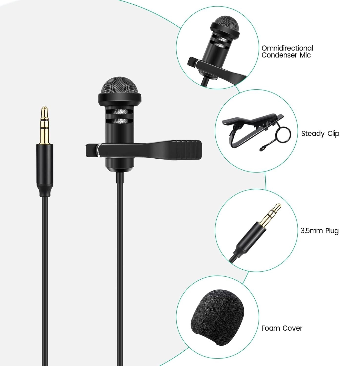 2 Pack Lavalier Microphone for DJI Mic 2 & Rode Wireless GO 2 Transmitters