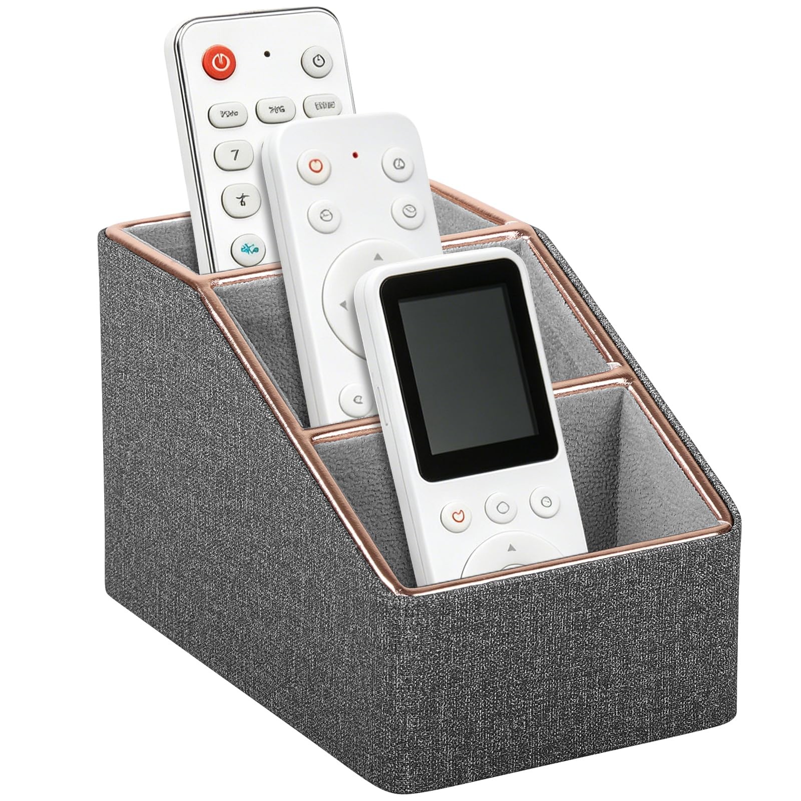 Rose Gold Edge Inlaid Leather Desktop Organizer, Remote Control Holder,Nights...