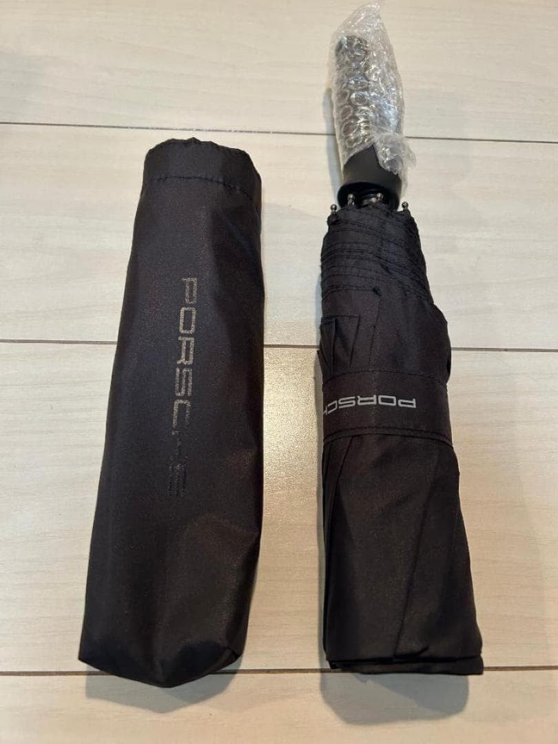 Porsche Black Folding Umbrella Auto Open Compact with Box