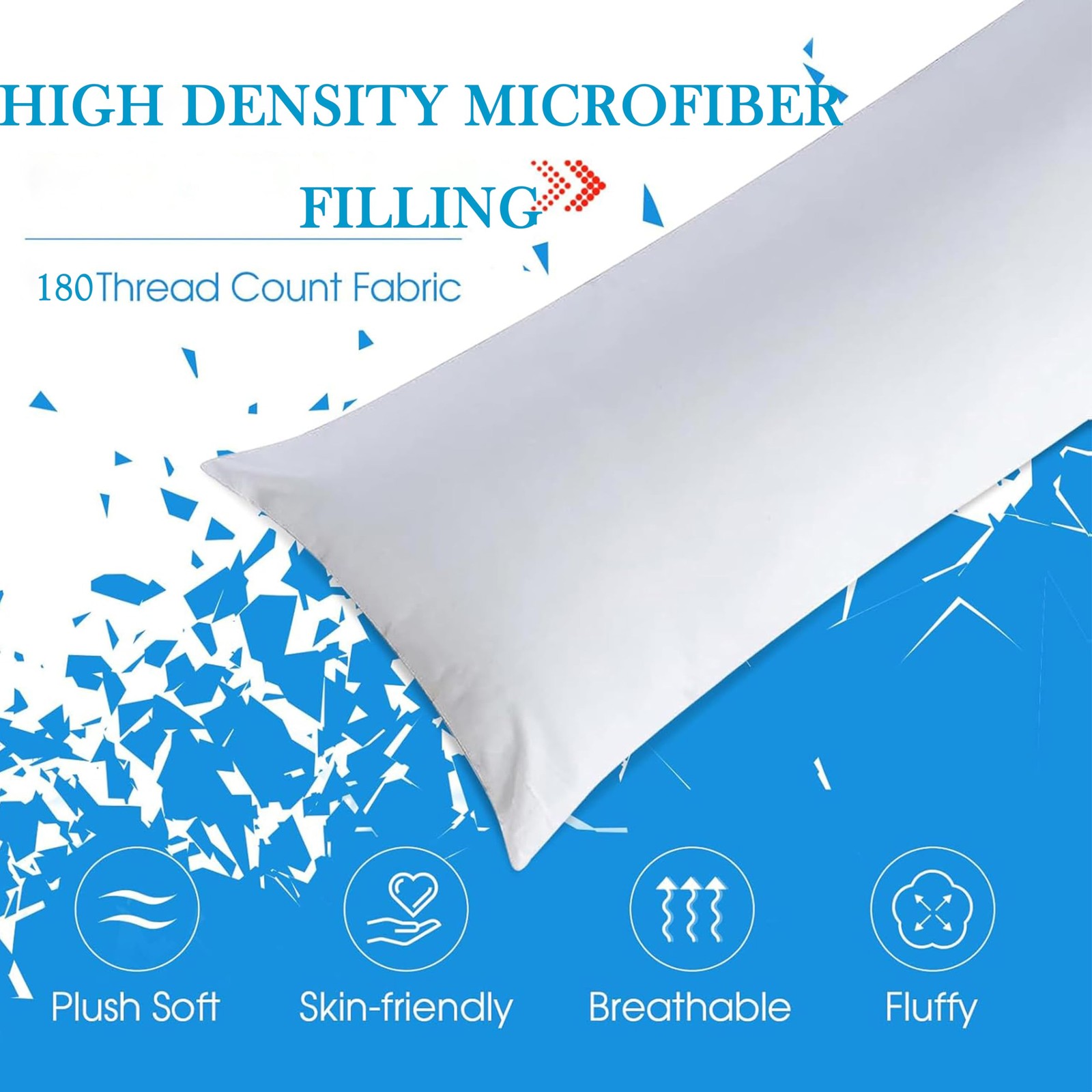 SHOUREN Cotton Body Pillow Insert - Cooling Insert, White