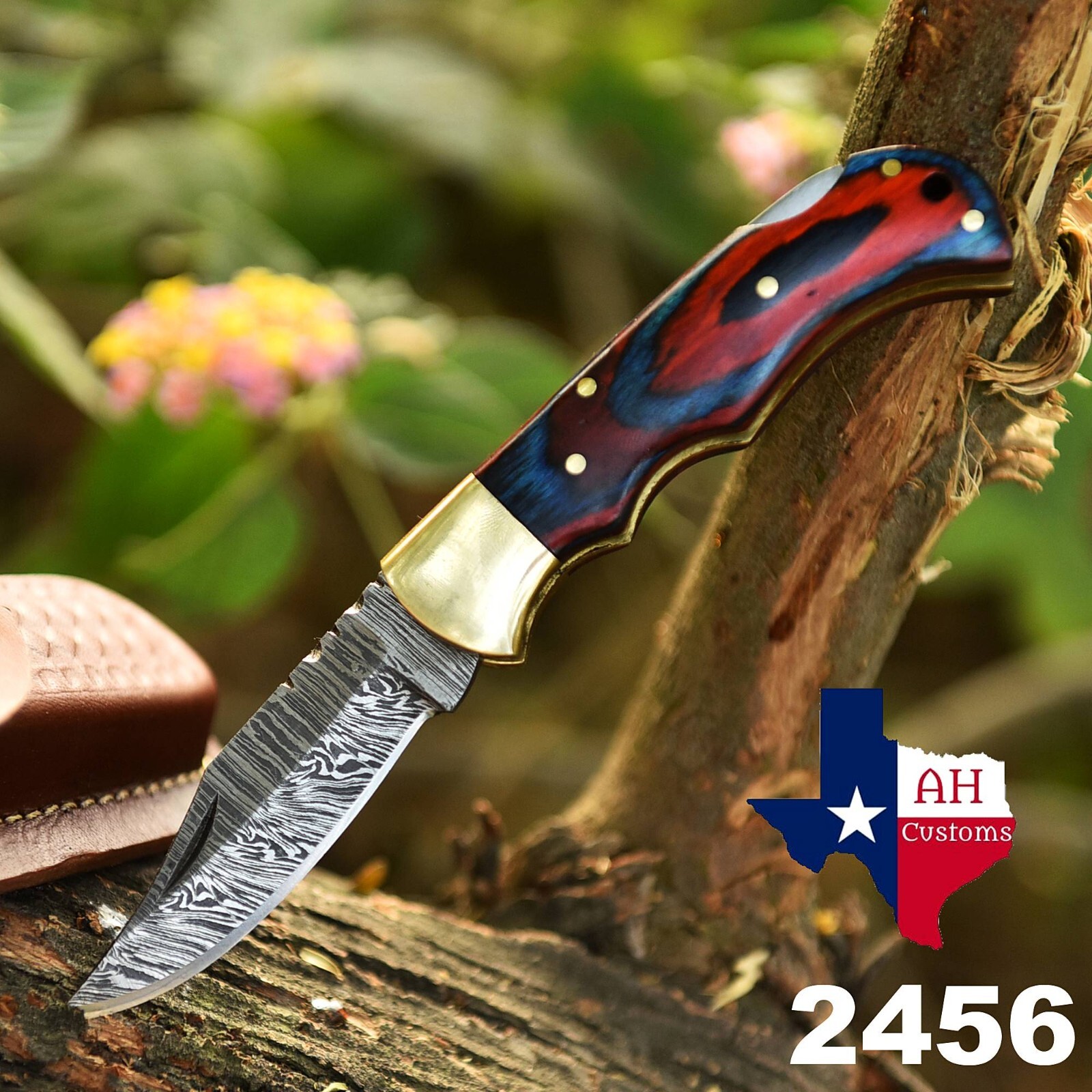CUSTOM MADE HAND FORGED DAMASCUS STEEL FOLDING POCKET KNIFE EDC CAMPING 2456