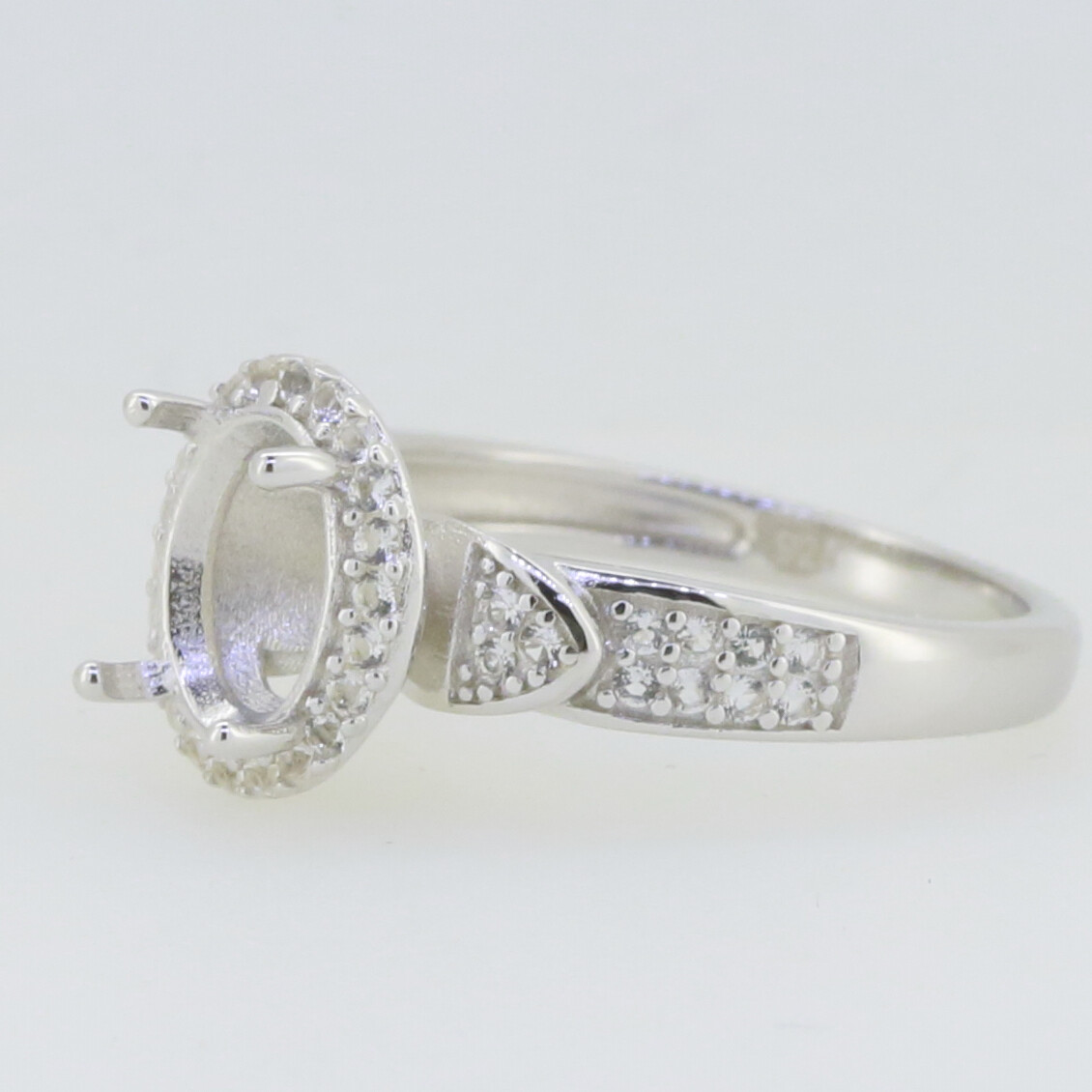 Sterling Silver Semi Mount Ring Setting Oval OV 9x7mm Engagement