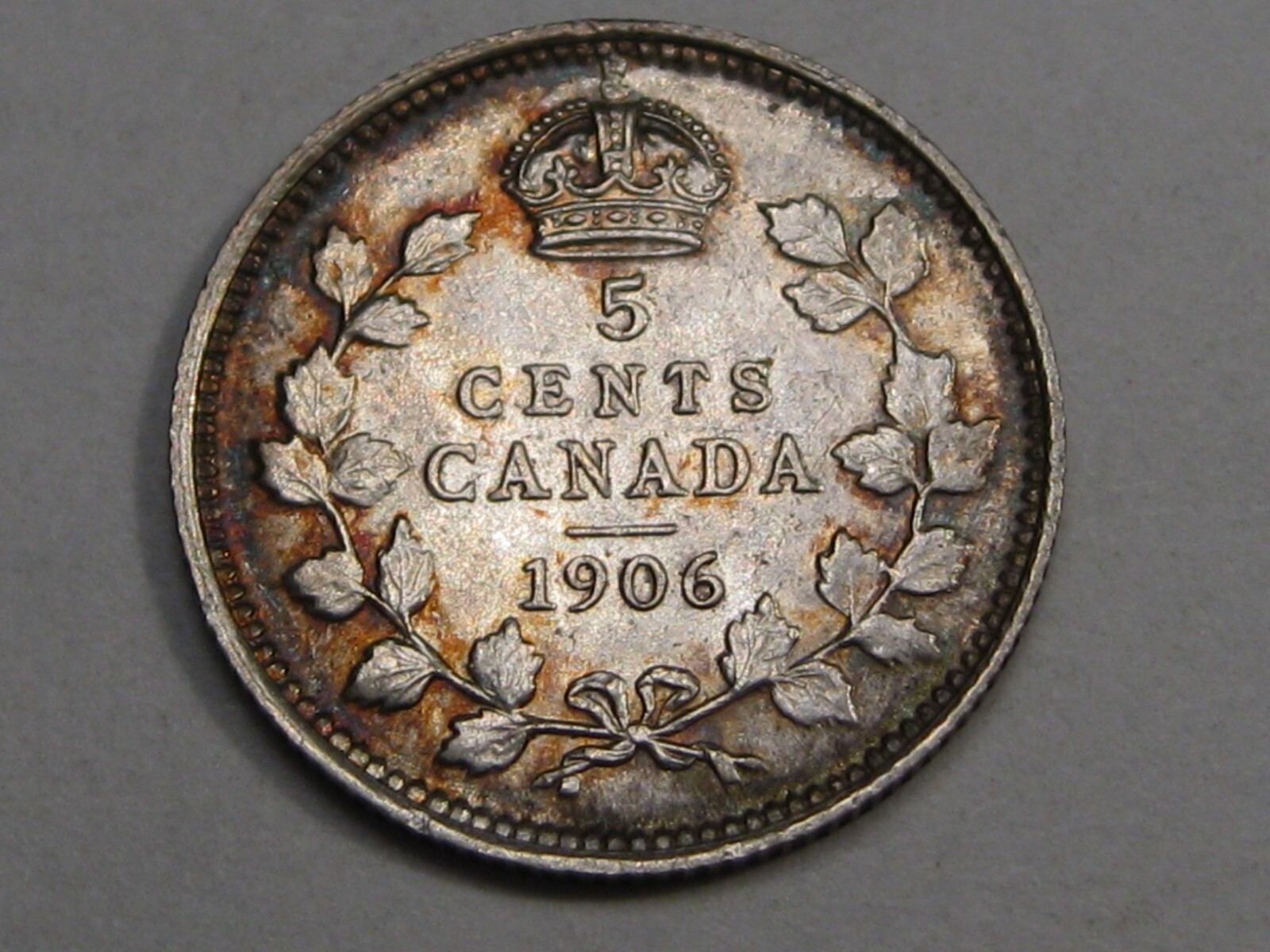 AU/UNC 1906 Five Cent 5¢ CANADA. #40