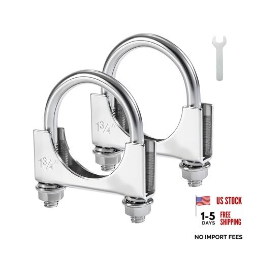 Heavy Duty U Bolt Exhaust Clamp, 1 3/4 Inch Stainless Steel U Muffler 1.75" 2