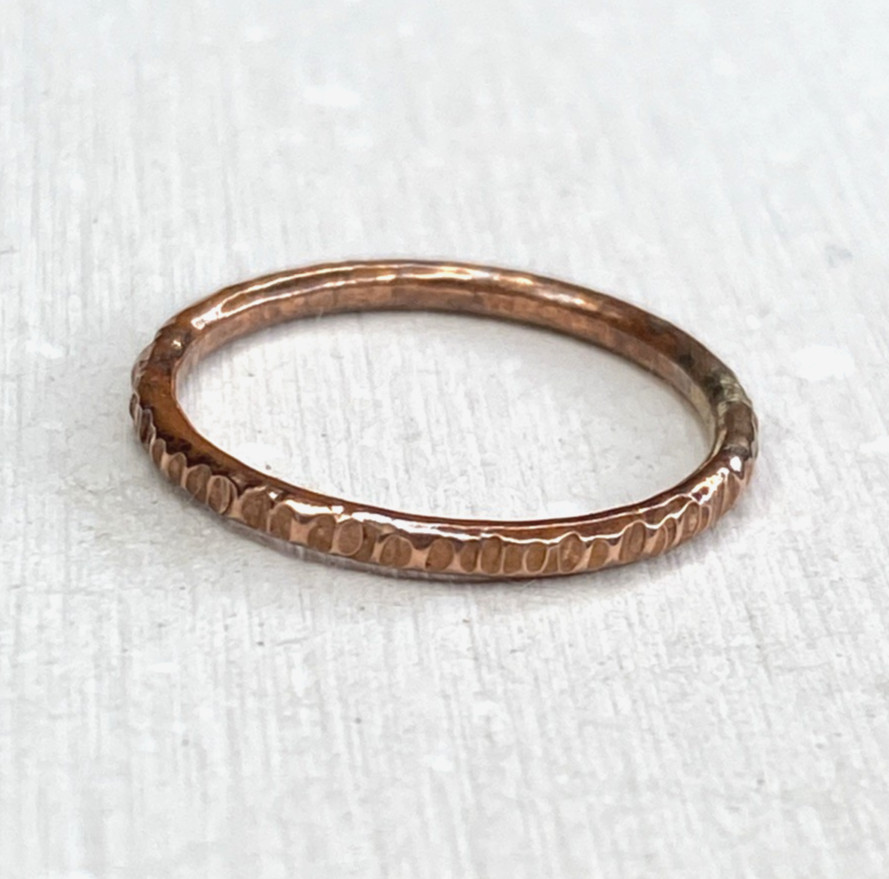 Copper Ring Stackable Hammered Rings band Size 6.5 Wedding Ring Unisex thin 2mm