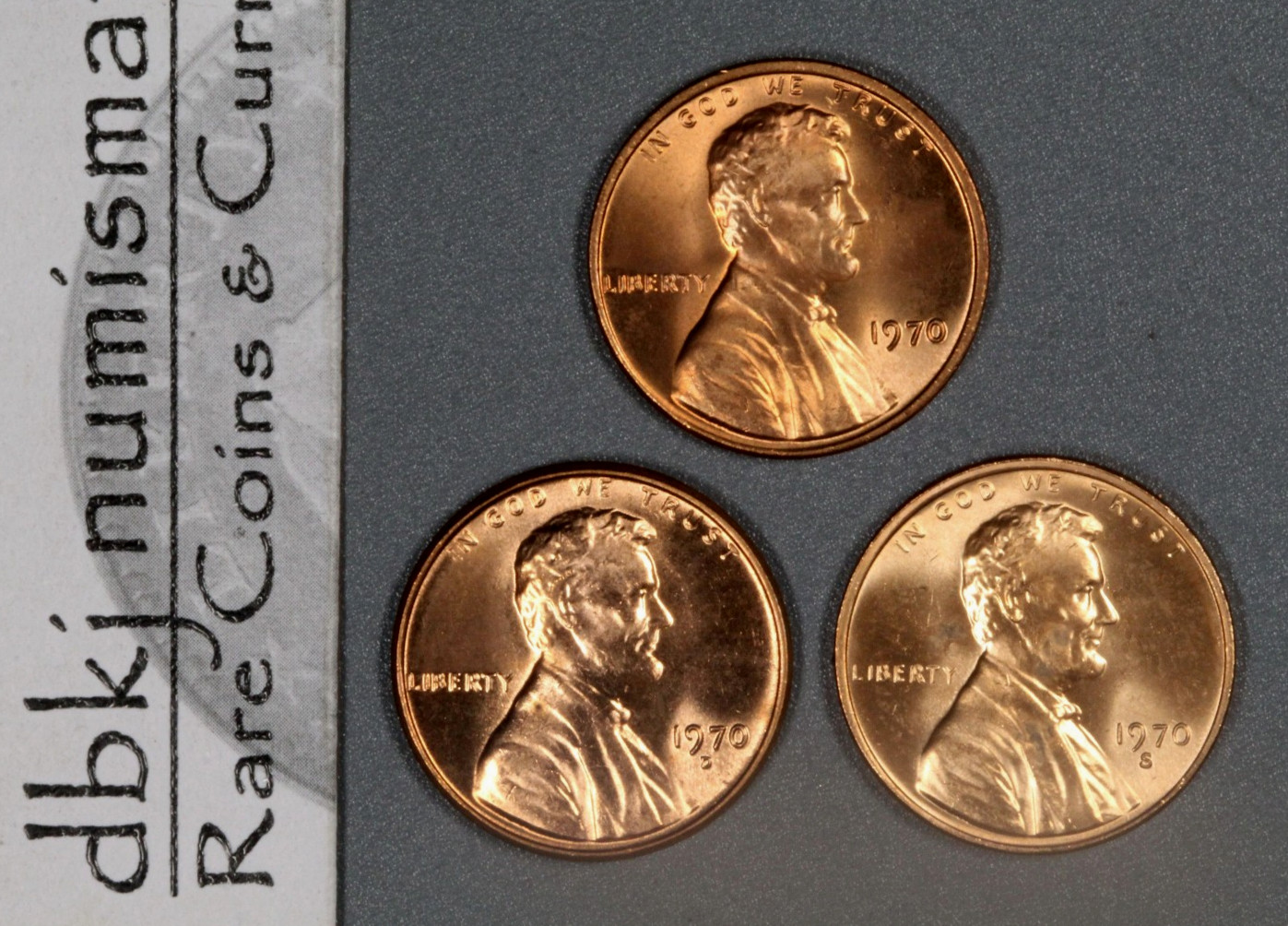 1970 (P)  D S - Lincoln Memorial 1¢ Cent Penny - 3 Coins - Choice to Gem BU