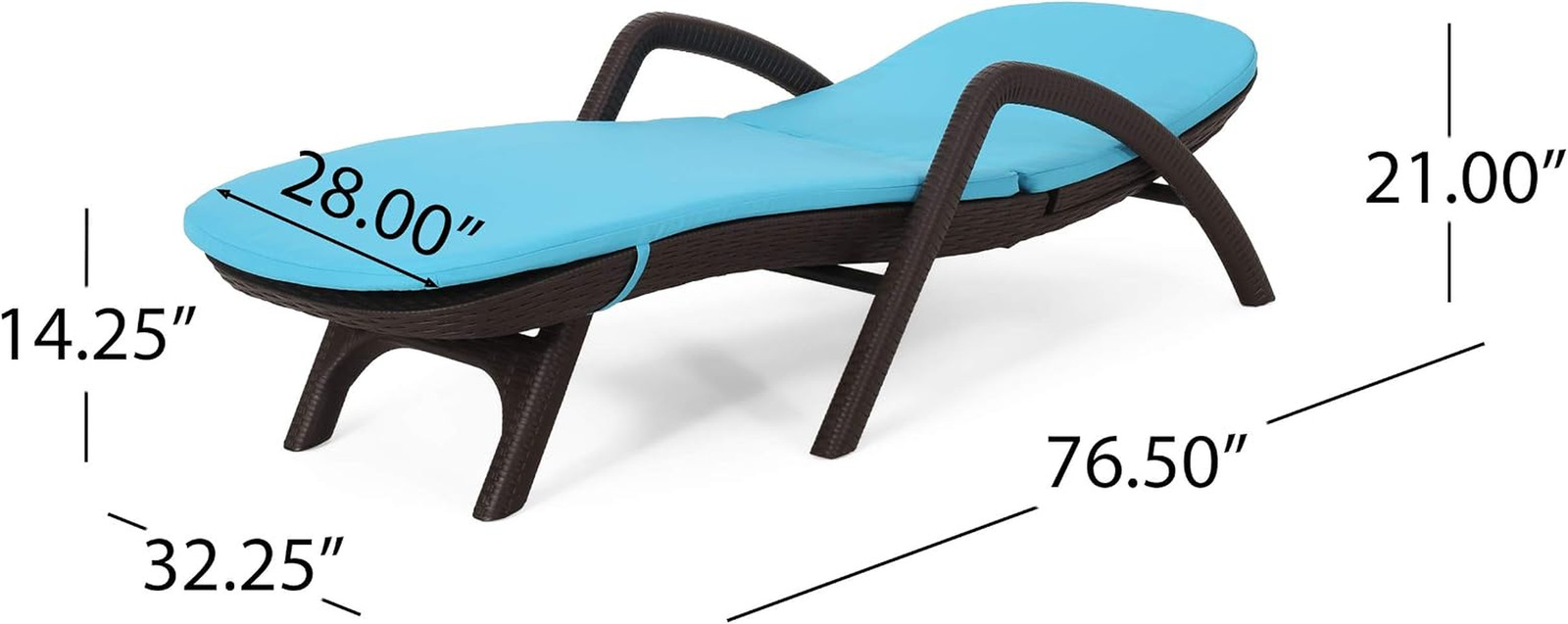 Chaise Lounge Set, Dark Brown + Blue