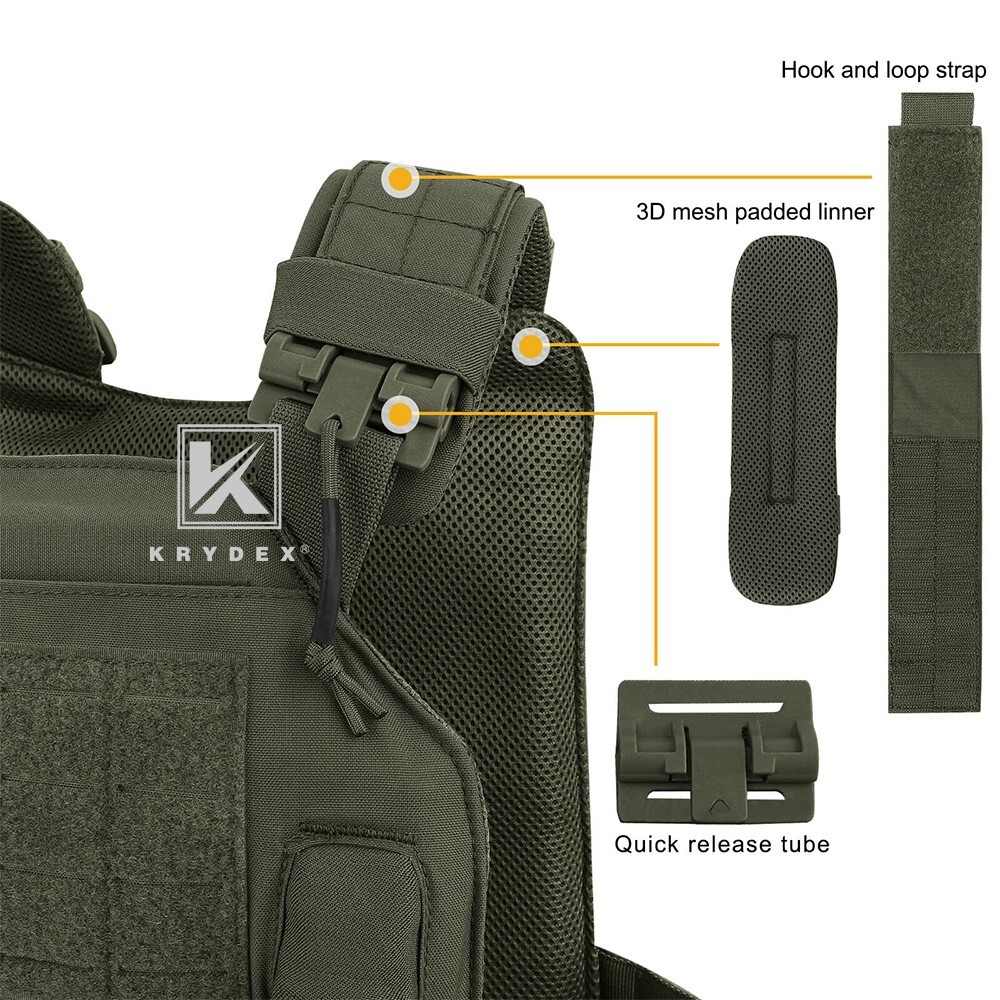 KRYDEX Tactical Plate Carrier Quick Release MOLLE Panel with Clip Ranger Green